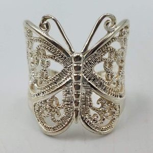 Vintage Sterling Silver Filigree Butterfly Ring
